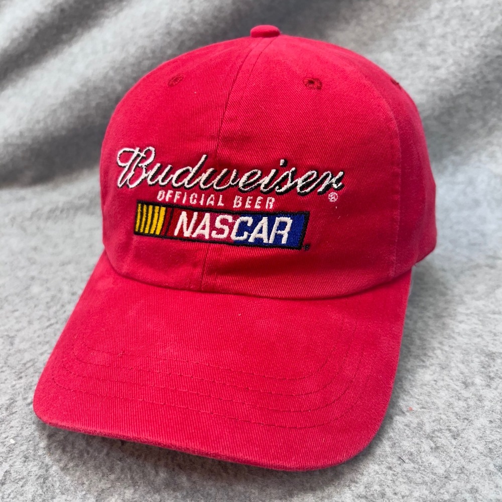 Budweiser NASCAR Mens Red Budweiser Hat Roll With The King Kansas OSFA